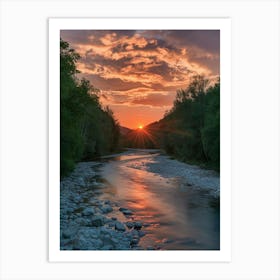 Sunset Over The River 3 Art Print