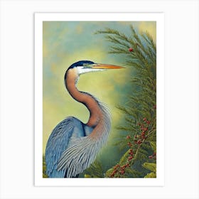 Great Blue Heron Haeckel Style Vintage Illustration Bird Art Print