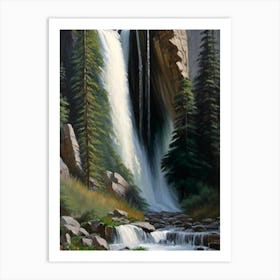 Horsetail Falls, United States Peaceful Oil Art  (1) Art Print