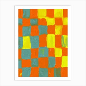 Hand-Painted Checkerboard Collage 1 Art Print