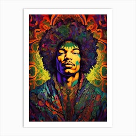 Jimi Hendrix Vintage Psycedellic 12 Art Print