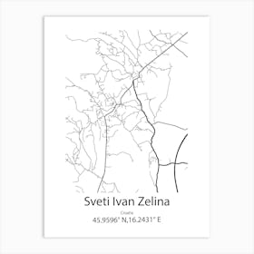 Sveti Ivan Zelina,Croatia Minimalist Map Art Print