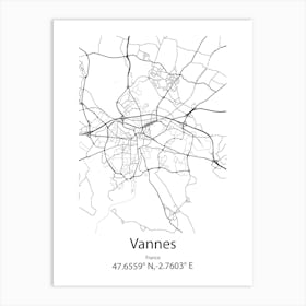 Vannes,France Minimalist Map Art Print