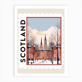 Retro Winter Stamp Poster Glasgow United Kingdom 1 Art Print