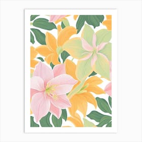 Amaryllis Pastel Floral 1 Flower Art Print