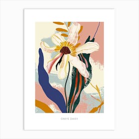 Colourful Flower Illustration Poster Oxeye Daisy 1 Art Print