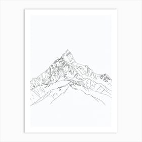 Makalu Nepal China Line Drawing 4 Art Print