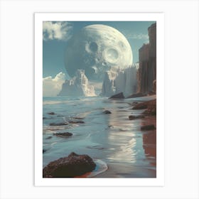 Moon Over The Ocean Art Print