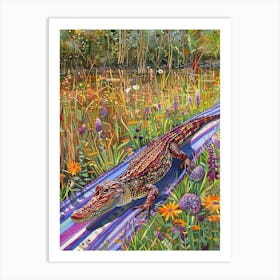 Alligator In The Grass Art Print