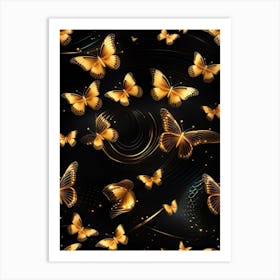 Golden Butterflies Wallpaper 1 Art Print