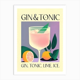 Gin And Tonic Gin Tonic Lime Ice Art Print