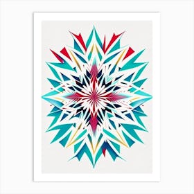Symmetry, Snowflakes, Minimal Line Drawing 1 Art Print