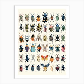 Colourful Insect Illustration Beetle 19 Art Print