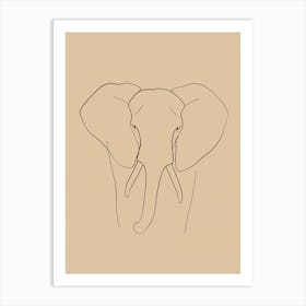 Elephant Head Drawing - Boho, Line Art Art Print