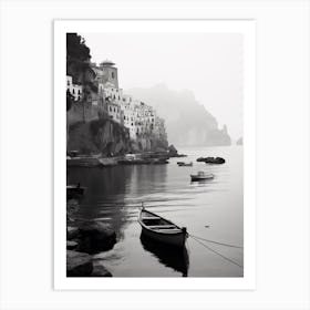 Amalfi Coast, Italy, Black And White Analogue Photograph 3 Art Print