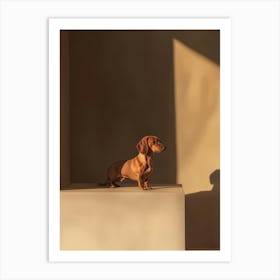 Shadow Of Dachshund.Generated AI. Wall Art Print Póster