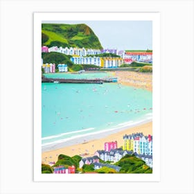Tenby South Beach, Pembrokeshire, Wales Contemporary Illustration 1  Art Print