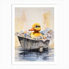 Duckling In The Bath Collage Art Print