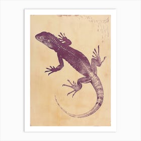 Purple Lesser Antillean Iguana Block Print 1 Art Print