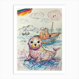 Seal In A Boat 2 Art Print