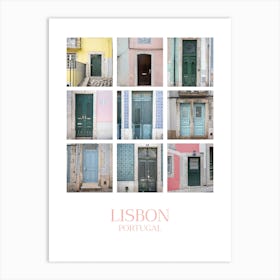 Lisbon Colorful Door Collage Art Print