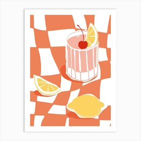 Food Illustration Cocktail Amaretto Sour Preppy Contemporary Kitchen Art Print