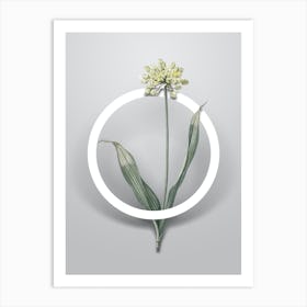 Vintage Golden Garlic Minimalist Floral Geometric Circle on Soft Gray n.0502 Art Print