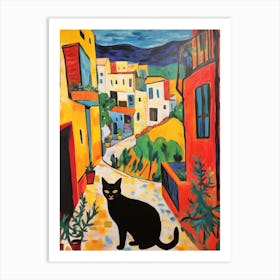 Painting Of A Cat In Matera Italy 1 Art Print