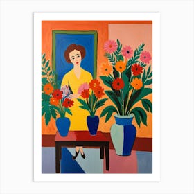 Woman With Flowers 8 Art Print