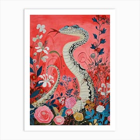 Floral Animal Painting Cobra 7 Art Print