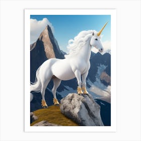 Unicorn In The Mountains Art Print