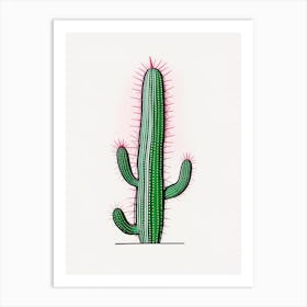 Fishhook Cactus Minimal Line Drawing 3 Art Print