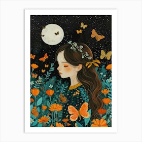 Girl In The Moonlight Art Print