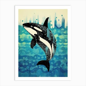 Orca Whale Collage Impasto Style Art Print