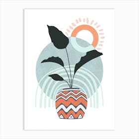 Sun Sea And A Palm Plant Art Print