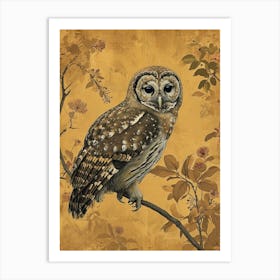 Spotted Owl Japanese Painting 1 Art Print