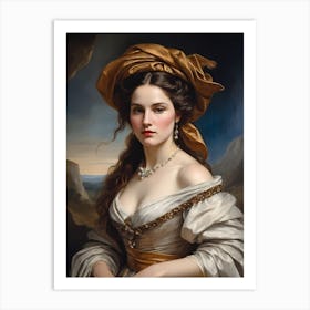 Elegant Classic Woman Portrait Painting (6) Art Print