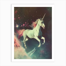 Unicorn Galloping In Space Art Print