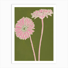 Pink & Green Gerbera Daisy 1 Art Print