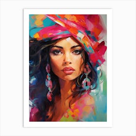 Woman In A Colorful Hat Art Print