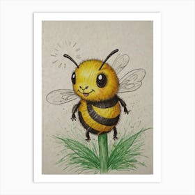 Bee Drawing 2 Art Print