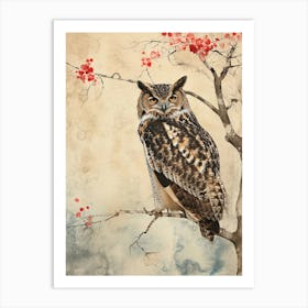 Verreauxs Eagle Owl Japanese Painting 4 Art Print