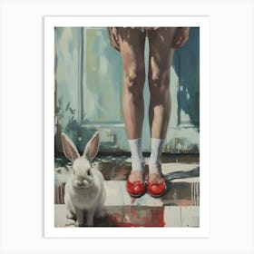 Red Shoes And Bunny Art Print