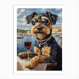 Airedales Drinks Art Print