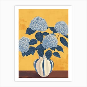 Hydrangea Flowers On A Table   Contemporary Illustration 2 Art Print