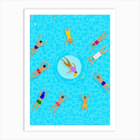 Swimmers Dance Pool  Art Print