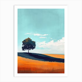 Lone Tree In The Field, Minimalism Art Print