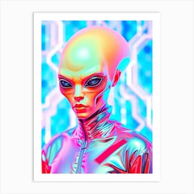 Alien Woman Soft Color Neon Gloss Art Print