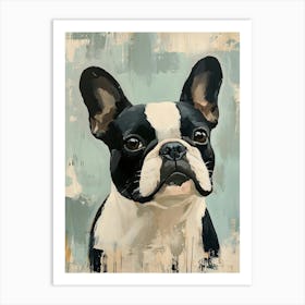 Minimal Frenchie With Blue Background 1 Art Print