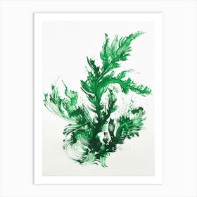 Green Ink Painting Of A Staghorn Fern 3 Art Print